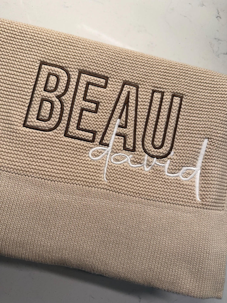Custom knit baby blanket from Willow Cove Goods