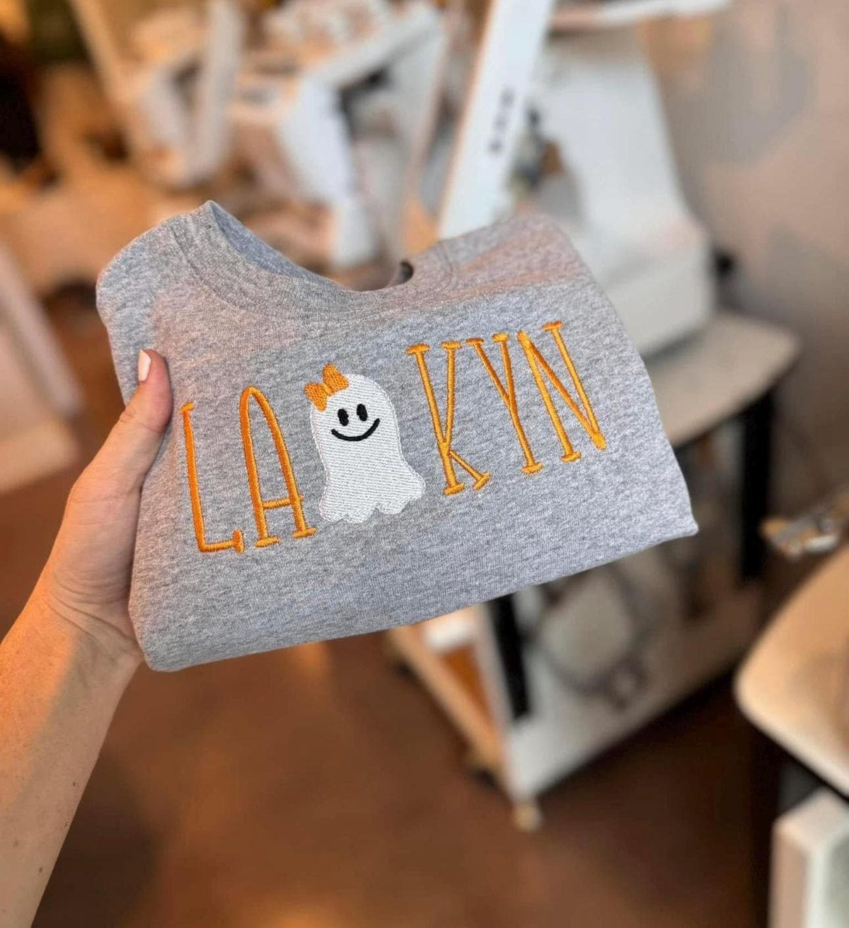 Personalized Embroidered Ghost Sweatshirt – Halloween Toddler Outfit