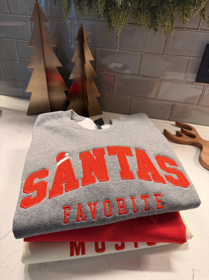 Santa's Favorite Embroidered Christmas Sweatshirt | Holiday Crewneck