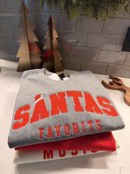 Santa's Favorite Embroidered Christmas Sweatshirt | Holiday Crewneck