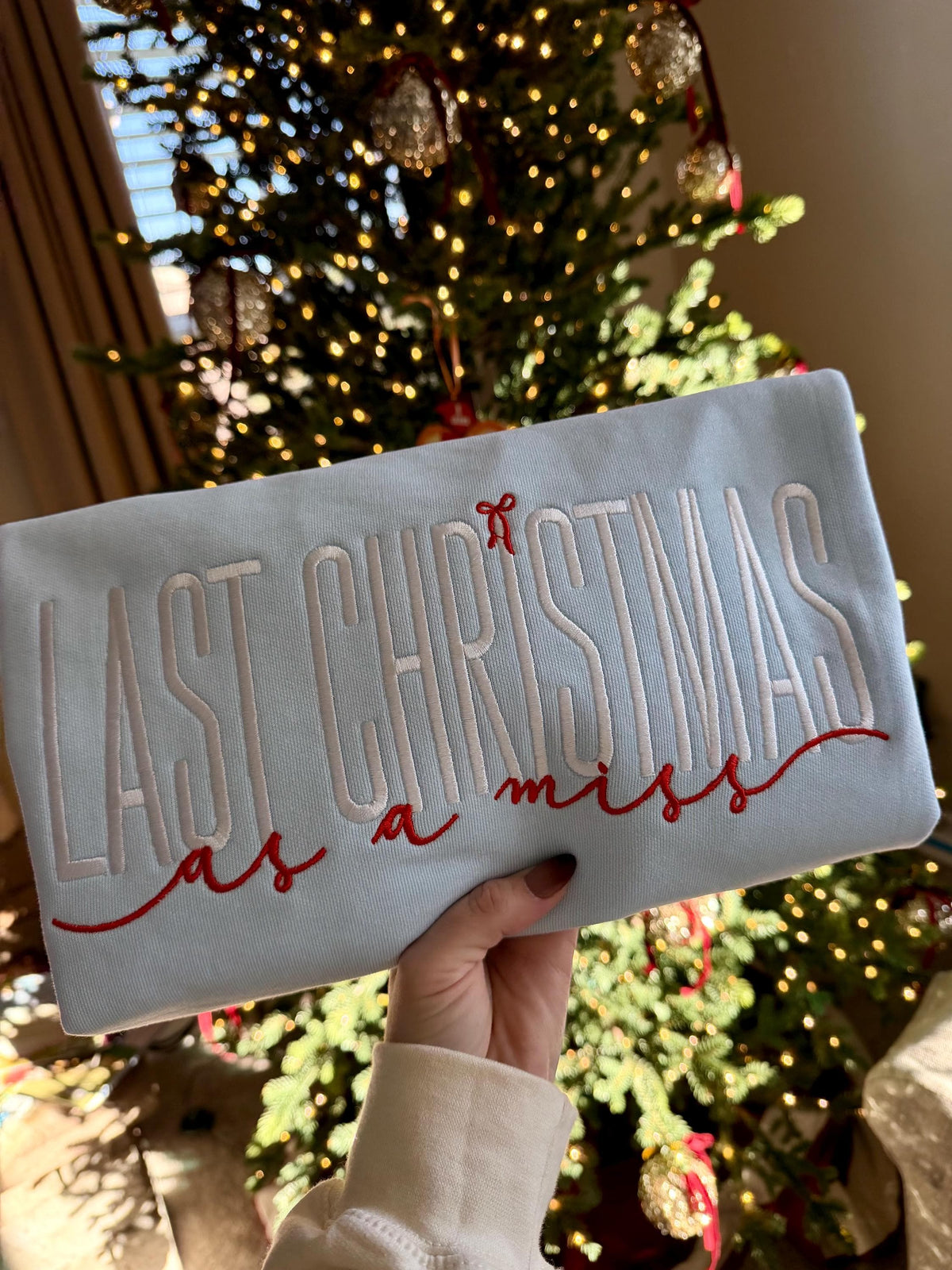 Last Christmas as a Miss Sweatshirt | Embroidered Bride-to-Be Holiday Crewneck | Winter Engagement Gift