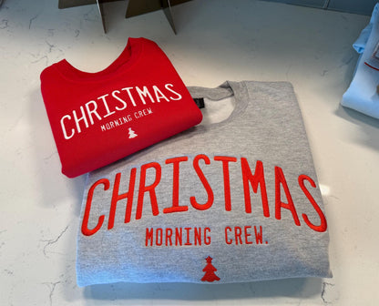 Christmas Morning Crew Sweatshirt | Embroidered Holiday Family Matching Shirt | Cozy Christmas Pajama Top