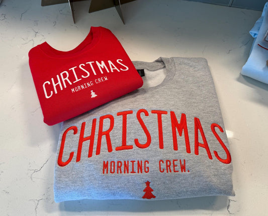 Christmas Morning Crew Sweatshirt | Embroidered Holiday Family Matching Shirt | Cozy Christmas Pajama Top