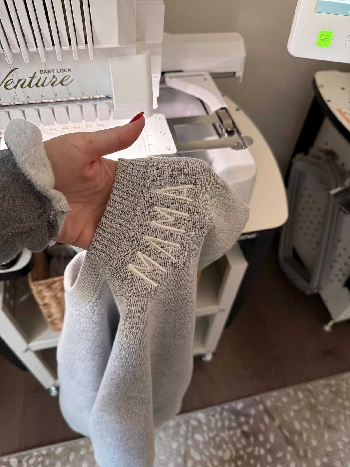 Personalized Knit Crewneck Sweater | Custom Embroidered Name | Cozy Neutral Pullover | Gift for Mom, Grandma