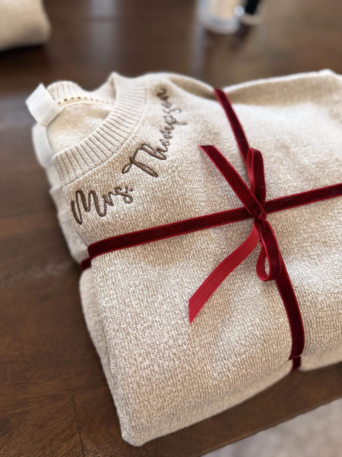 Personalized Knit Crewneck Sweater | Custom Embroidered Name | Cozy Neutral Pullover | Gift for Mom, Grandma