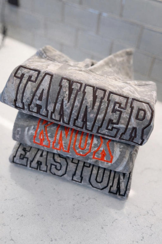 Custom Camo Sweatshirt • Custom Name Sweatshirt • Kids Embroidered Sweatshirt • Youth Camo Hoodie • Boys Camo Shirt • Matching Sibling