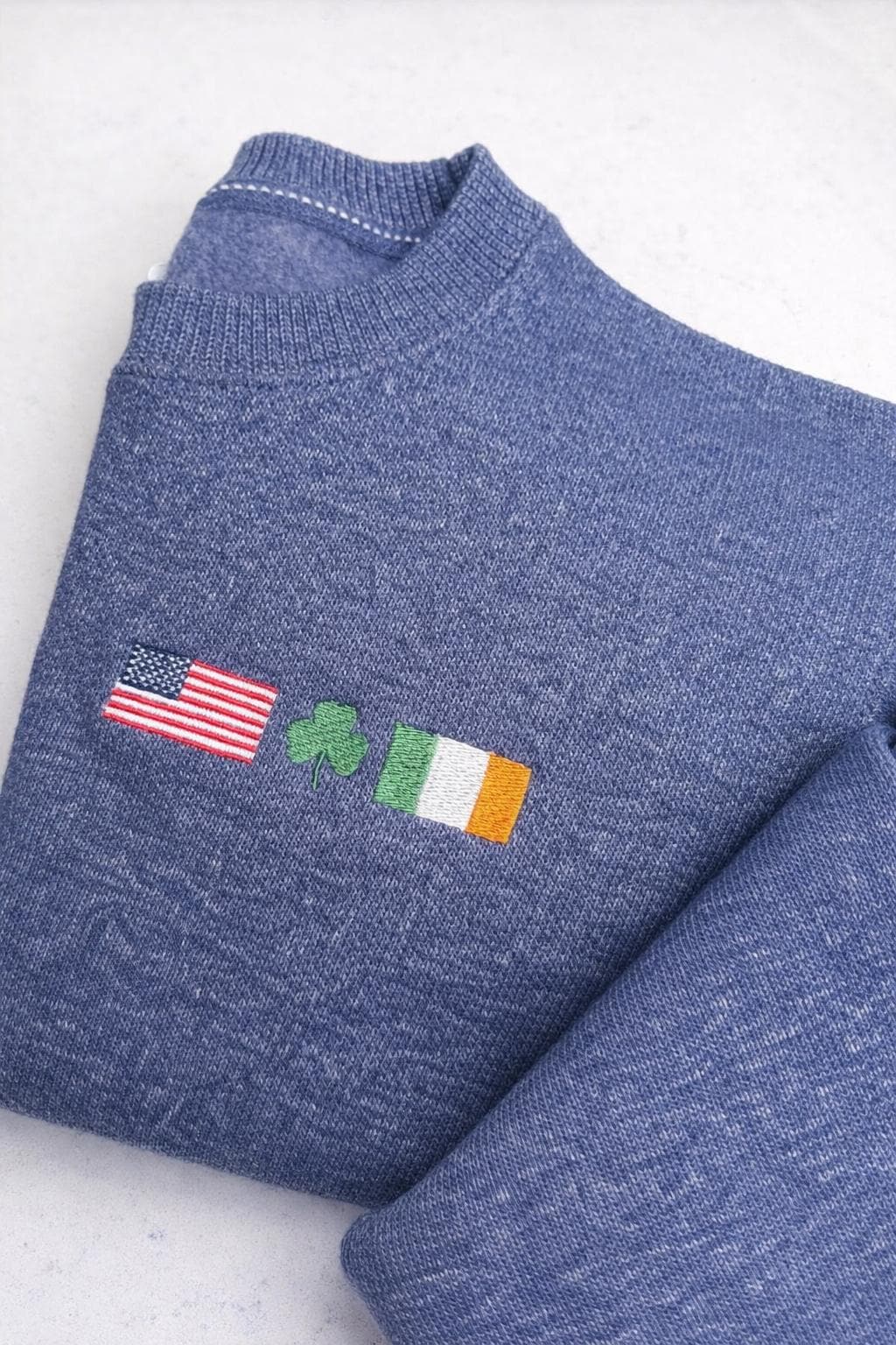 Irish American Sweatshirt | St Patrick’s Day Crewneck | Embroidered Flag Pullover