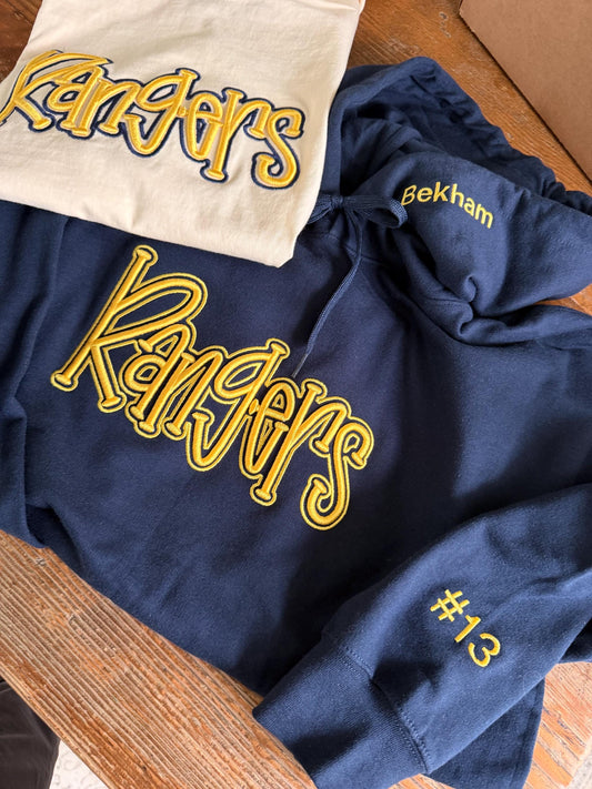 Custom School Spirit Puff Embroidery Hoodie
