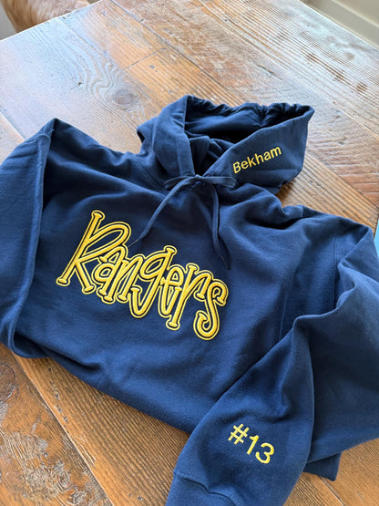 Custom School Spirit Puff Embroidery Hoodie