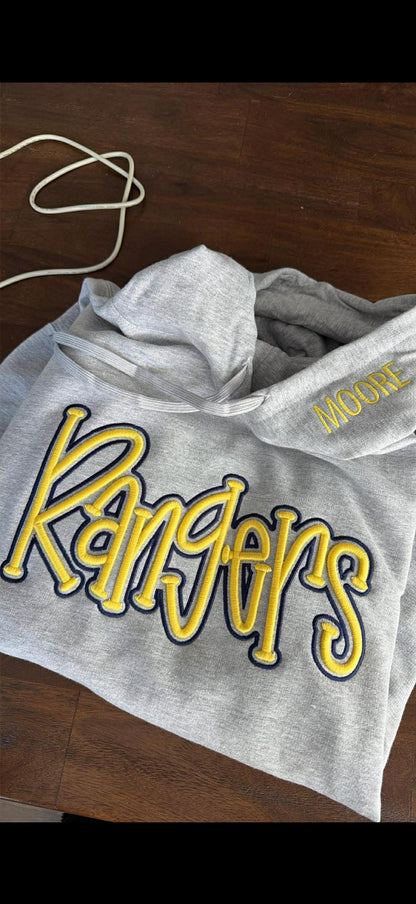 Custom School Spirit Puff Embroidery Hoodie