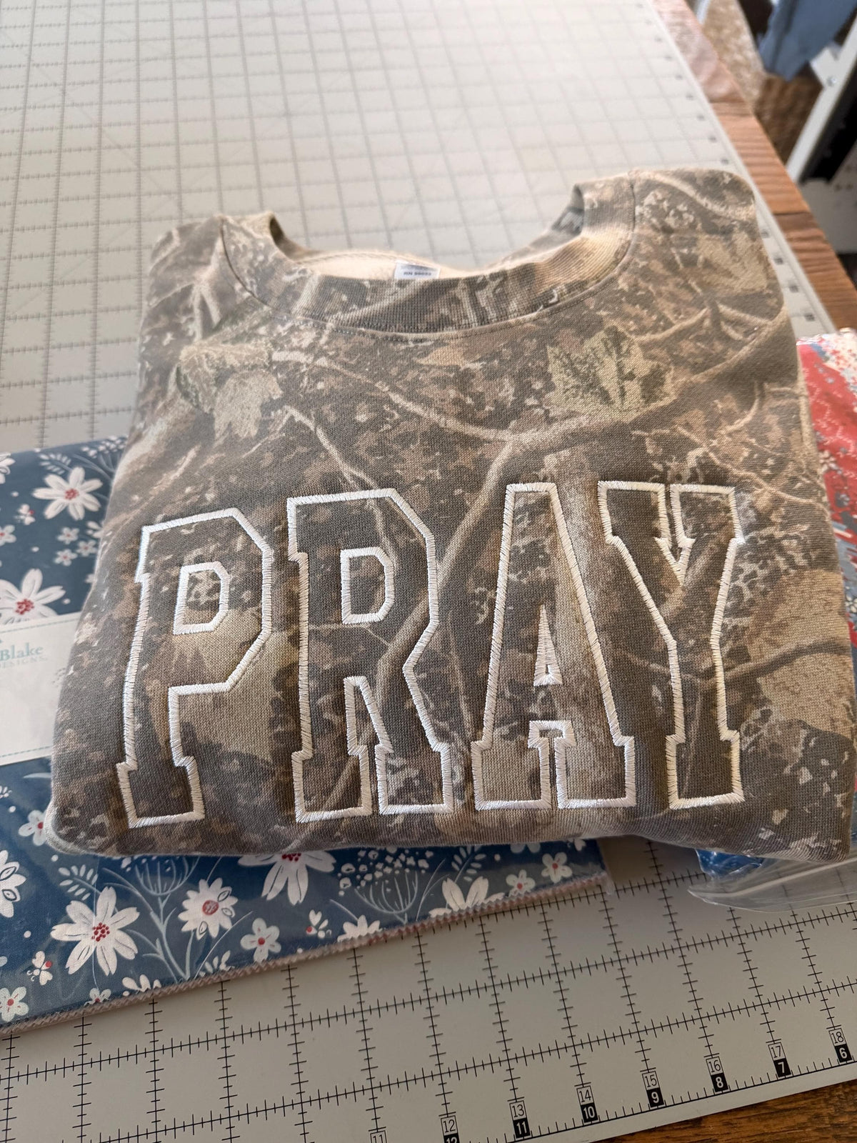 Pray Sweatshirt . Camo Hoodie . Embroidered Faith Crewneck
