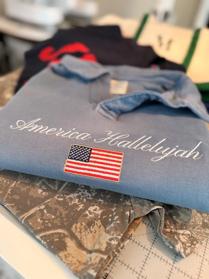 America Hallelujah . 1776 . American sweatshirt . Flag . USA.