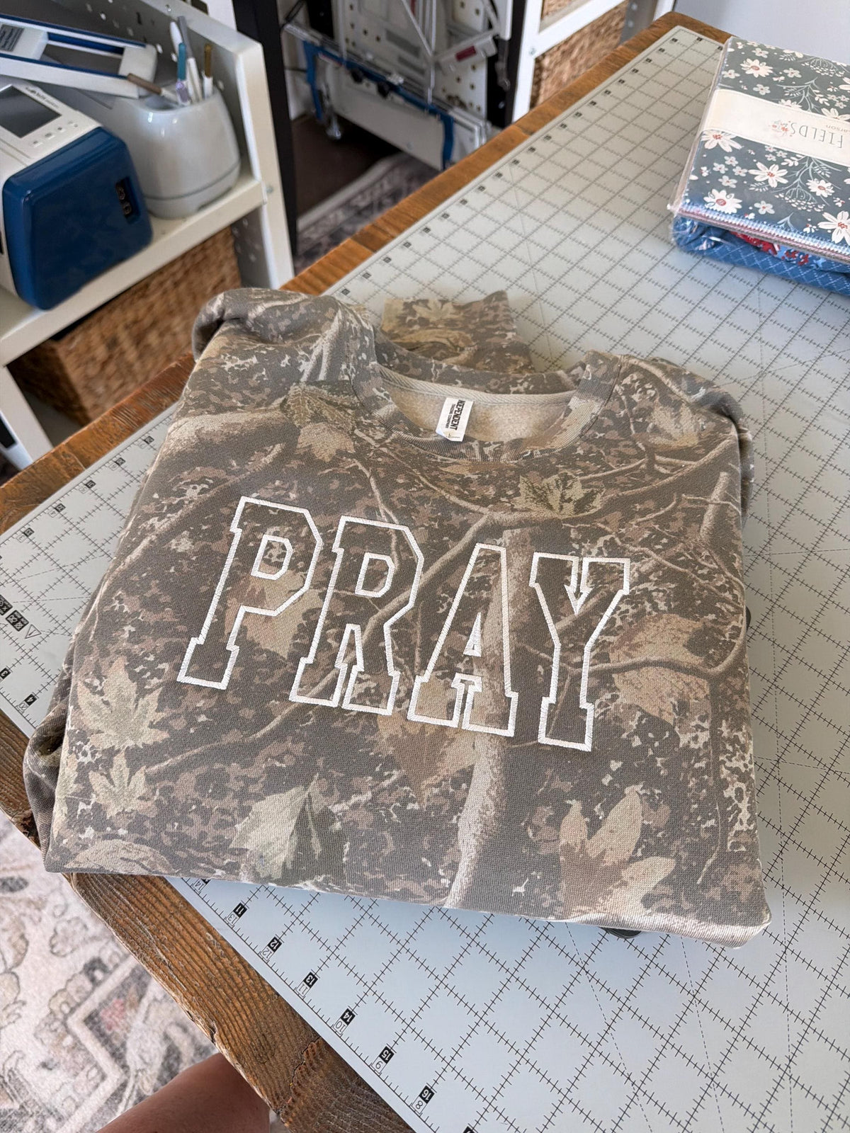 Pray Sweatshirt . Camo Hoodie . Embroidered Faith Crewneck