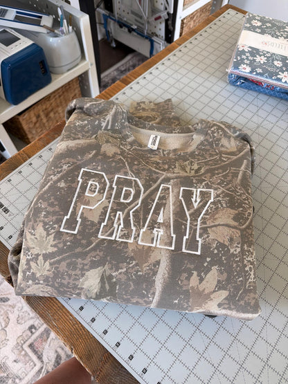 Pray Sweatshirt . Camo Hoodie . Embroidered Faith Crewneck