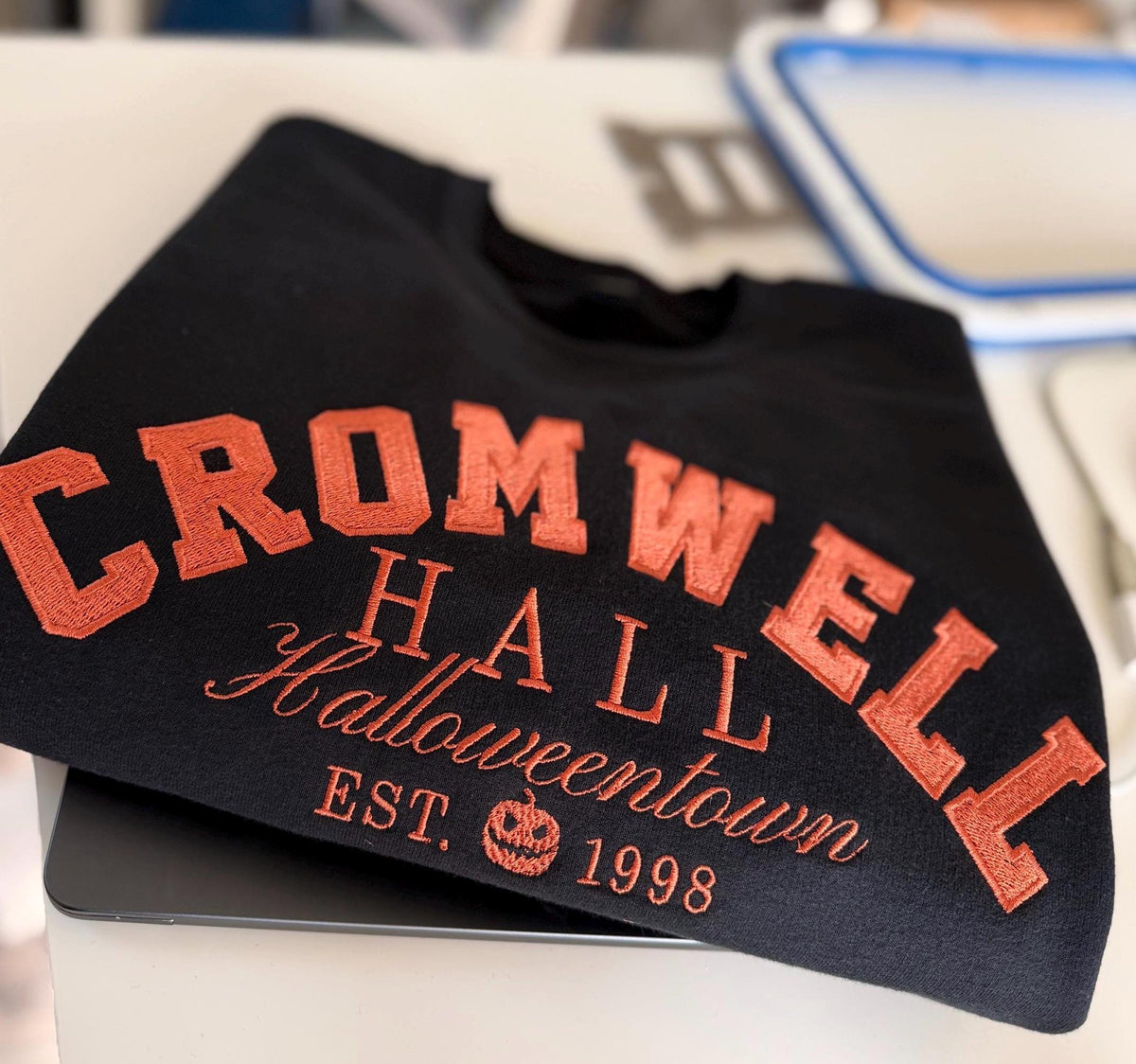 Cromwell Hall . Halloweentown Crewneck . Fall Sweatshirt .  Pumpkin . Embroidered