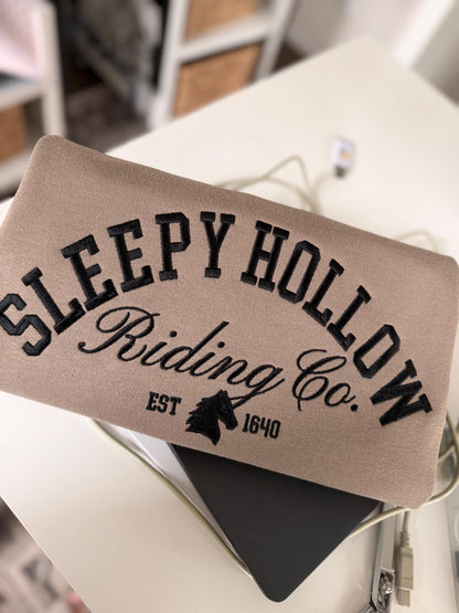 Sleepy Hollow Riding Co. . Halloween Crewneck . Fall Sweatshirt . Headless Horseman . Pumpkin . Embroidered