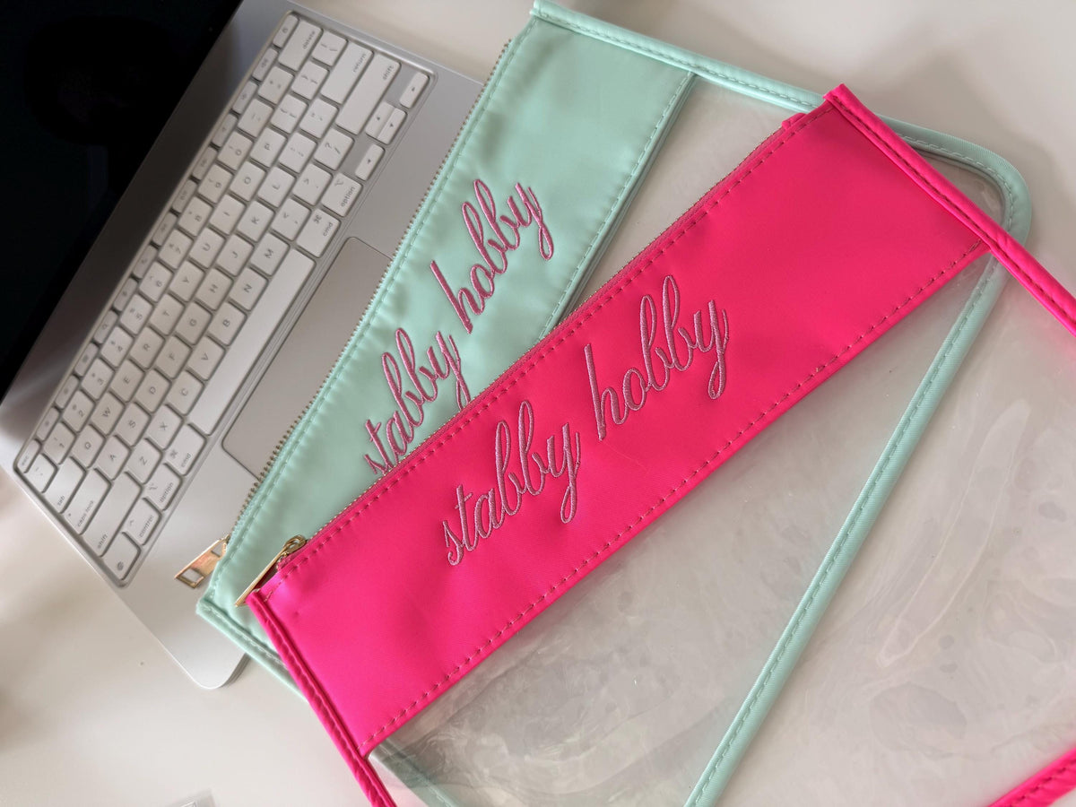 Custom Clear Vinyl Pouch, Needlepoint Project Bag, NDLPT, Bridesmaid Storage, Name School, Everyday Project Pouch