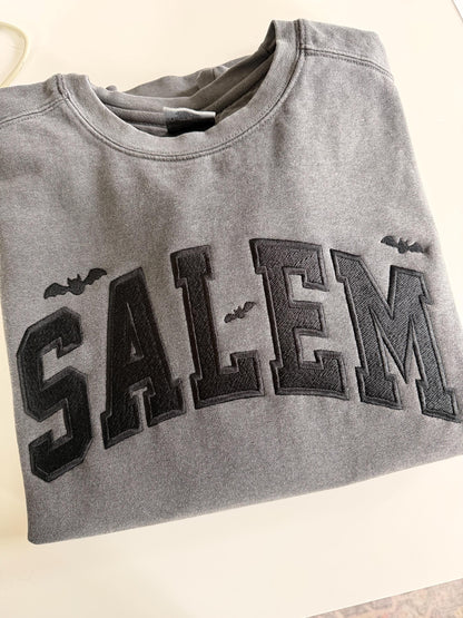 Salem Bats Embroidered Sweatshirt | Comfort Colors Crewneck | Bats Halloween Sweater | EST 1626
