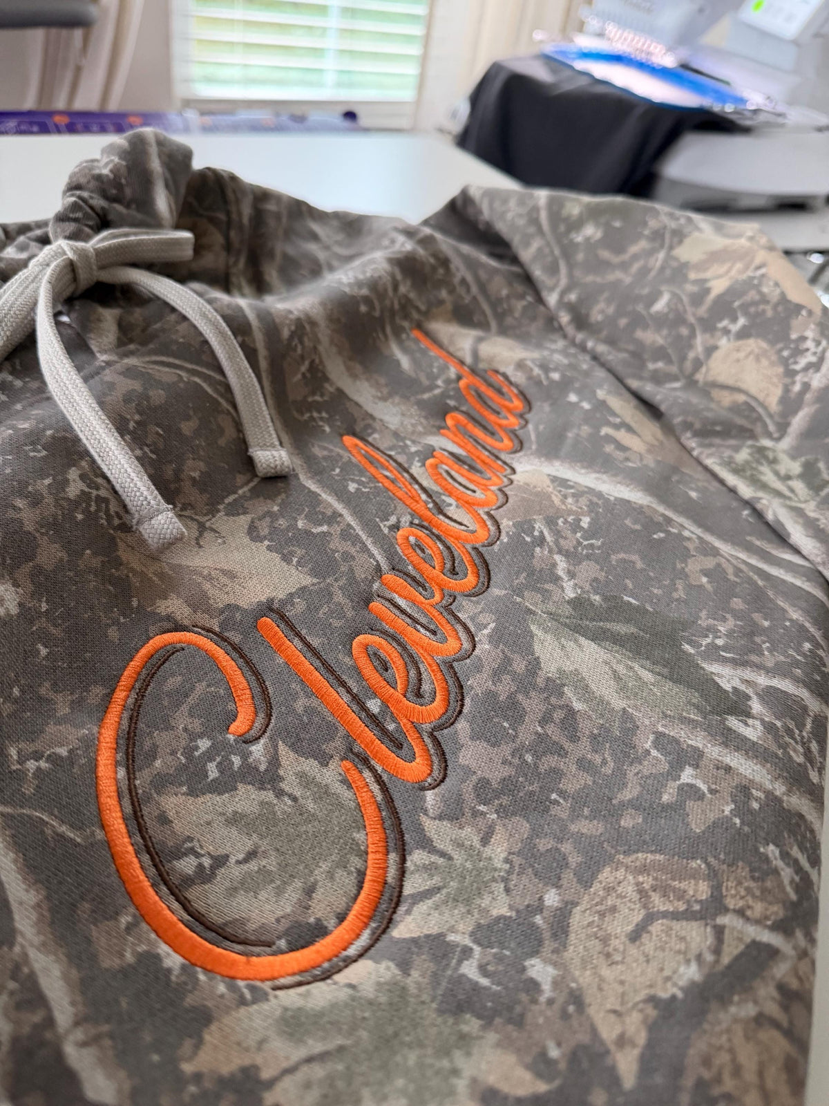 Customizable Cleveland Sweatshirt . Vintage Embroidered Crewneck . Camo Hoodie