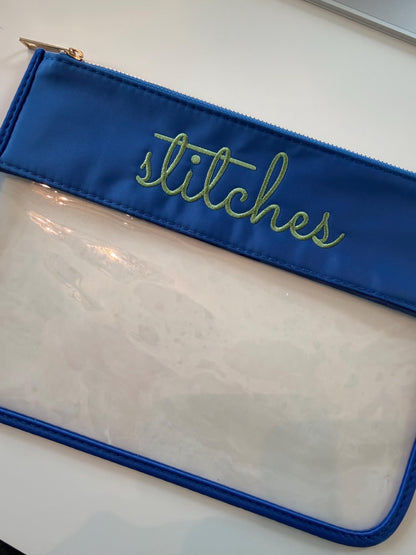 Custom Clear Vinyl Pouch, Needlepoint Project Bag, NDLPT, Bridesmaid Storage, Name School, Everyday Project Pouch