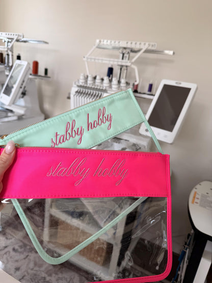 Custom Clear Vinyl Pouch, Needlepoint Project Bag, NDLPT, Bridesmaid Storage, Name School, Everyday Project Pouch